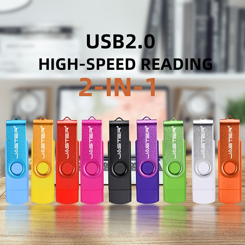 JASTER High-Speed OTG USB Flash Drive - 16GB/32GB/64GB Rotatable Pen Drive for Android & PC