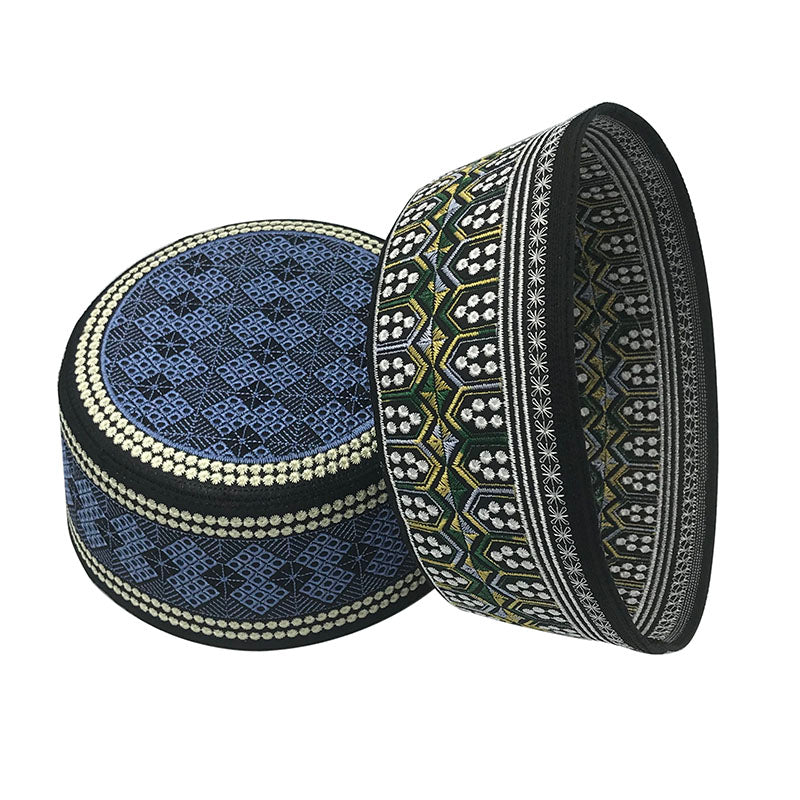 Arabic Muslim Hat for Men – Elegant Embroidered Cotton Islamic Cap