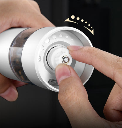 Rechargeable Electric Salt & Pepper Grinder Set - One-Handed Operation, Adjustable Coarseness, LED Light