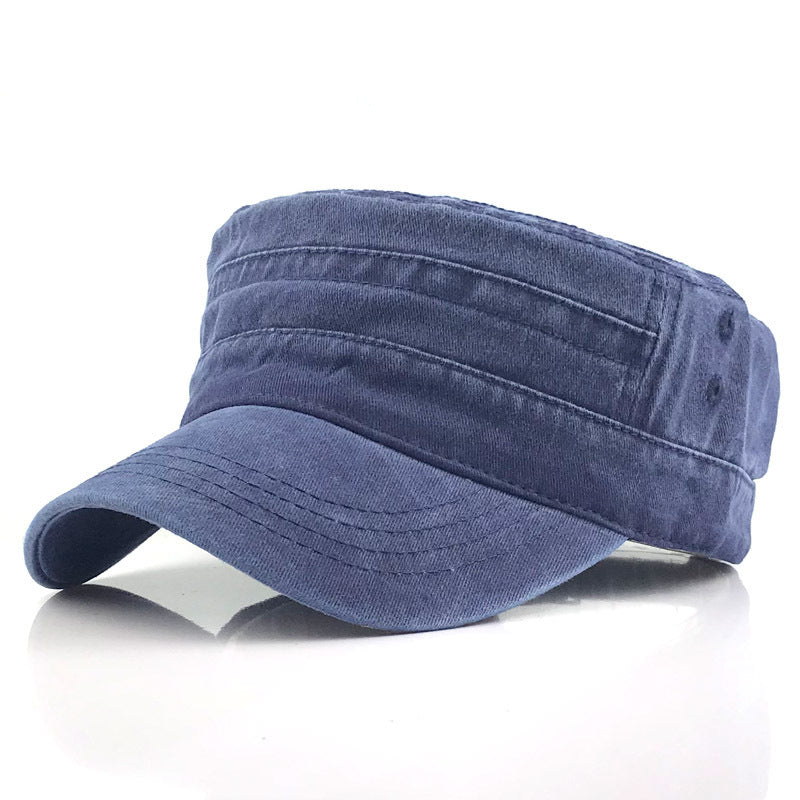 Men’s Military Flat Top Hat – Washed Casual Sun Hat for Spring & Summer