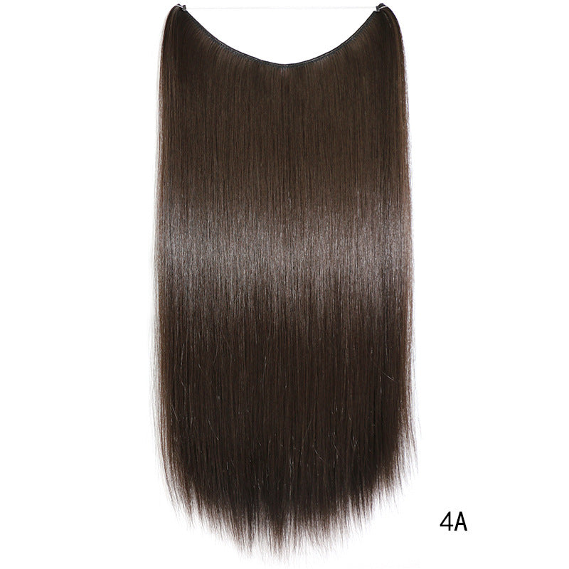 22-Inch Invisible Wire Hair Extensions - No Clips, Silky Straight Synthetic