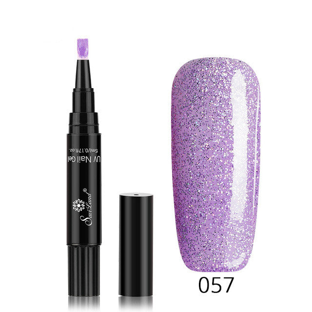 3-in-1 Gel Nail Varnish Pen - Glitter One-Step Nail Art Polish
