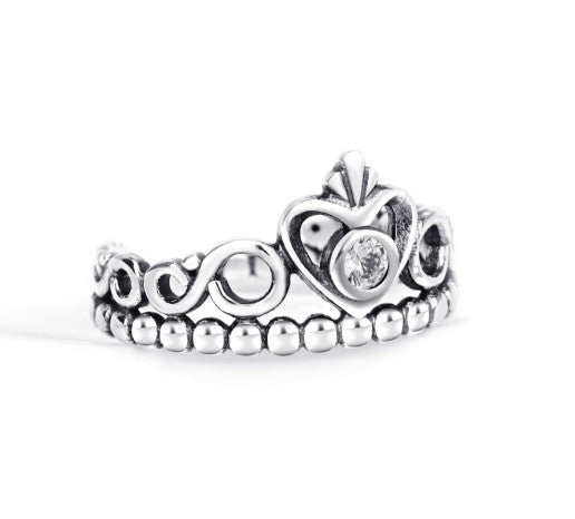 925 Sterling Silver Crown Ring – Elegant Royal Design