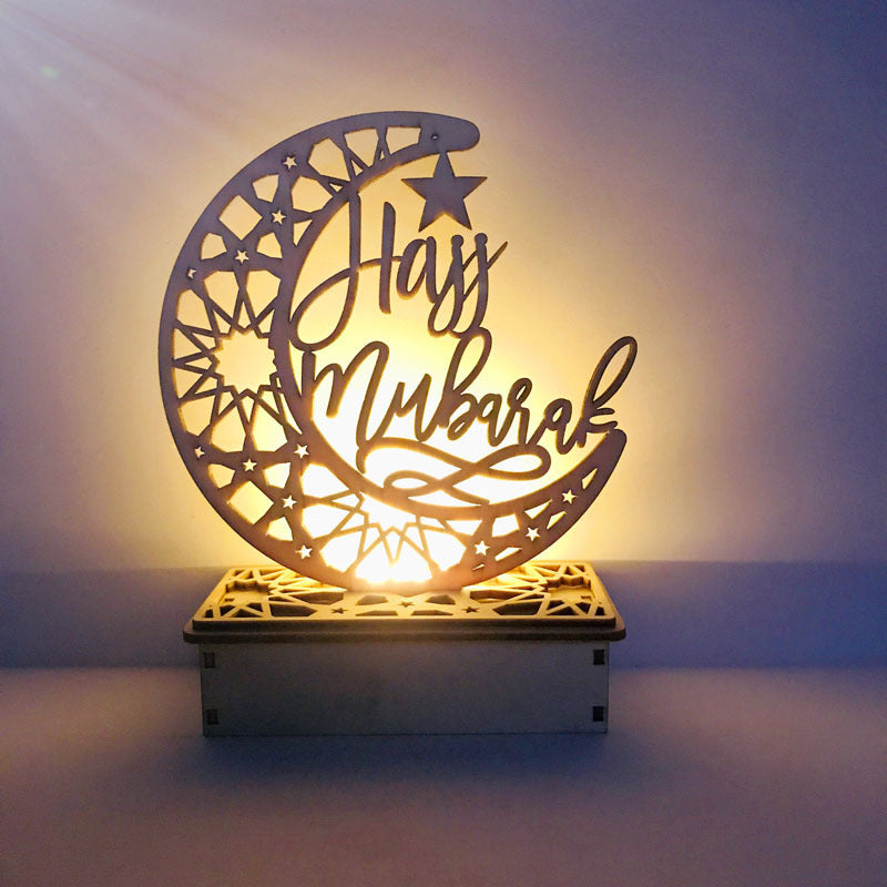 Wooden DIY Muslim Islamic Palace LED Eid Mubarak Decoration - Laser Cut Cake Insert