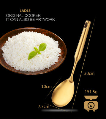 Gold Cooking Utensil Set – Spatula, Colander & Spoon Set for Kitchen