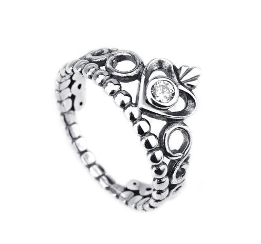 925 Sterling Silver Crown Ring – Elegant Royal Design