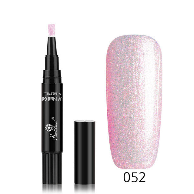 3-in-1 Gel Nail Varnish Pen - Glitter One-Step Nail Art Polish