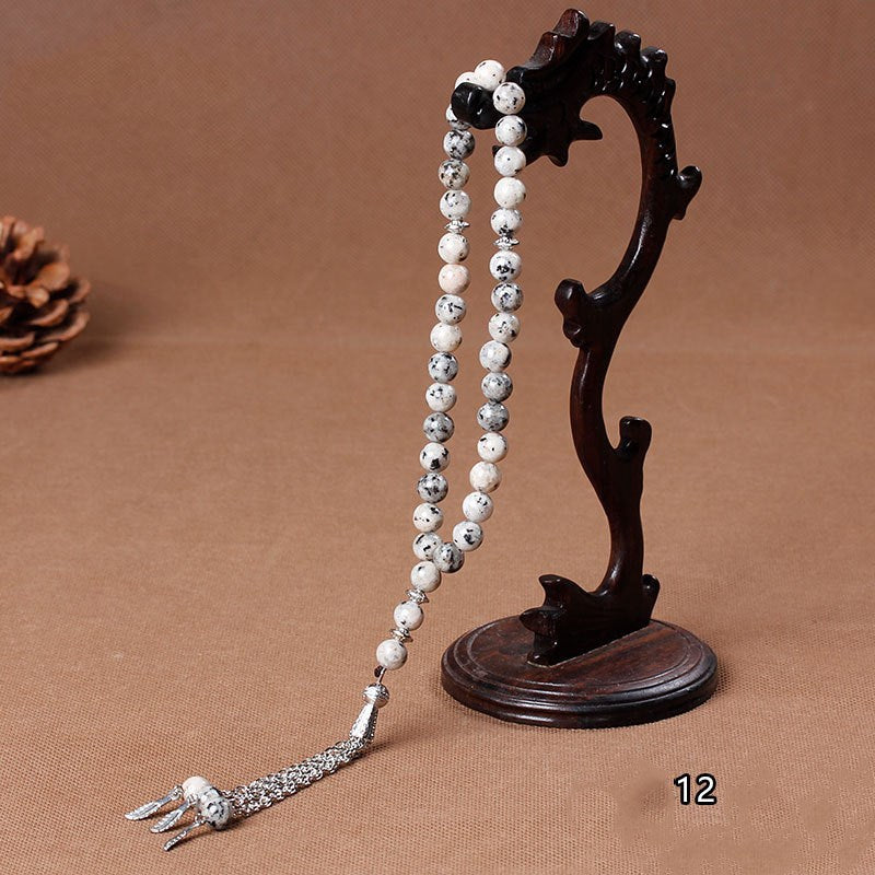 33 Natural Stone Agate Crystal Muslim Rosary Bracelet