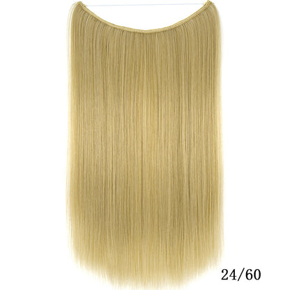 22-Inch Invisible Wire Hair Extensions - No Clips, Silky Straight Synthetic