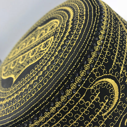 Cotton Embroidery Muslim Prayer Hat for Men - Casual Flat Top Design