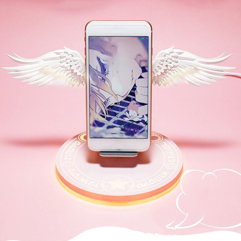 Colorful LED Angel Wings Qi Wireless Charger – Fast Charging Dock for Mobile Phones