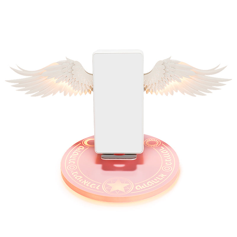 Colorful LED Angel Wings Qi Wireless Charger – Fast Charging Dock for Mobile Phones