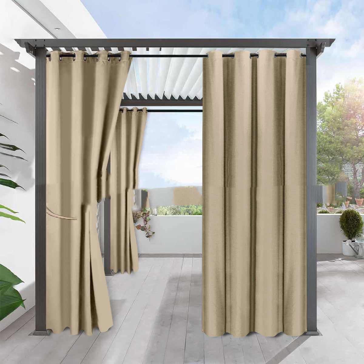 Solid Color Full Blackout Curtains – Waterproof Heat Insulation Linen