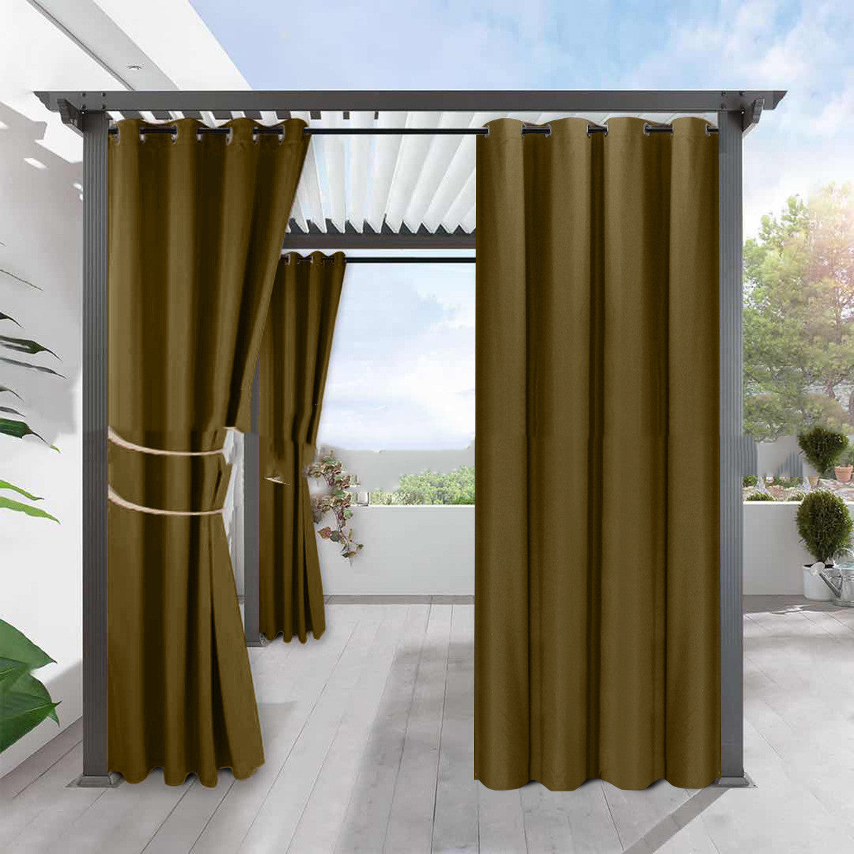 Solid Color Full Blackout Curtains – Waterproof Heat Insulation Linen