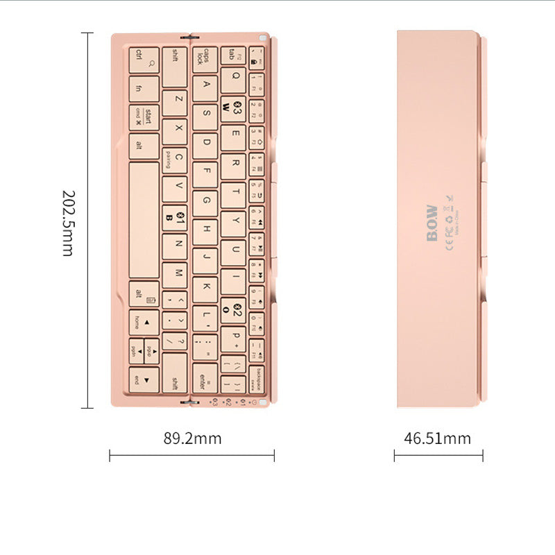 Mini Folding Bluetooth Keyboard - Wireless Keypad for 3 Devices with Stand