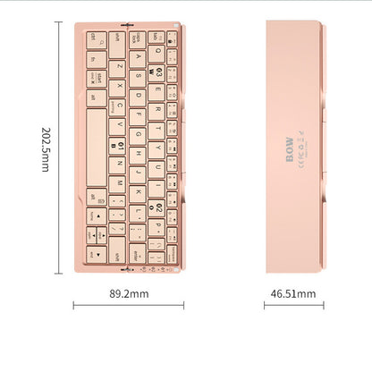 Mini Folding Bluetooth Keyboard - Wireless Keypad for 3 Devices with Stand