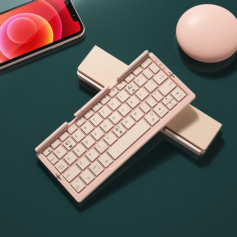 Mini Folding Bluetooth Keyboard - Wireless Keypad for 3 Devices with Stand