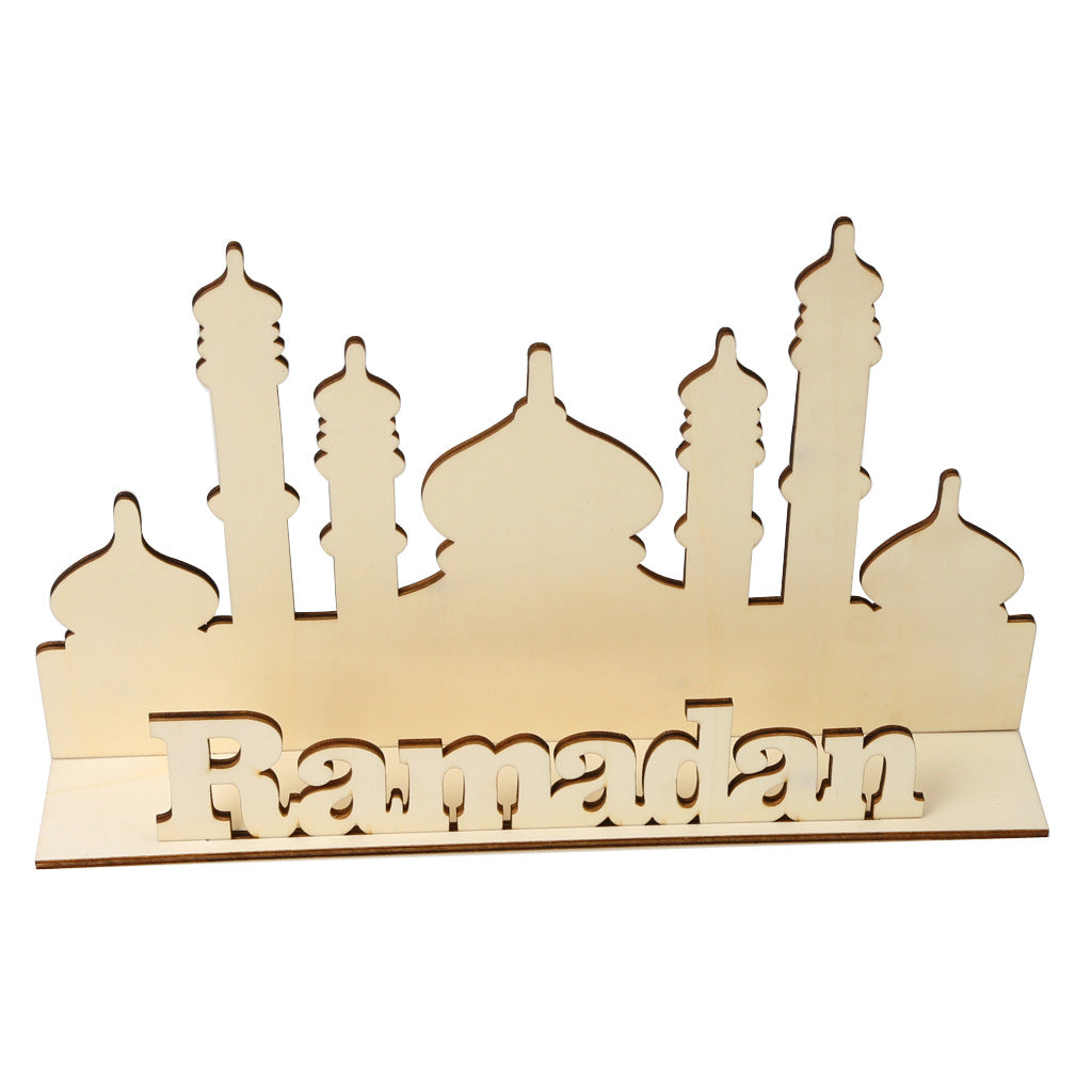 Muslim Eid Al-Fitr Wooden Decoration Craft - Islamic Gift Ornament
