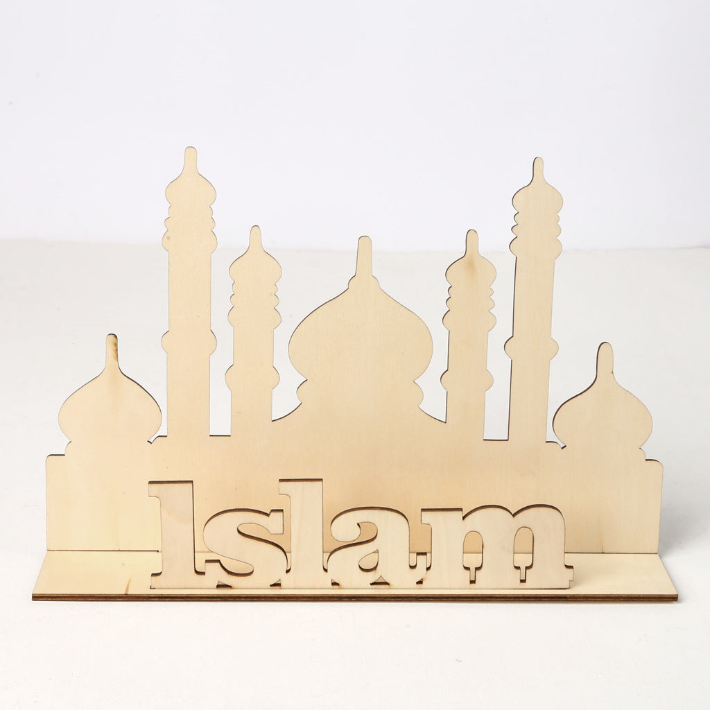 Muslim Eid Al-Fitr Wooden Decoration Craft - Islamic Gift Ornament