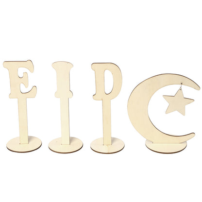 Muslim Eid Al-Fitr Wooden Decoration Craft - Islamic Gift Ornament