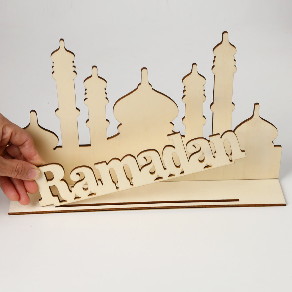 Muslim Eid Al-Fitr Wooden Decoration Craft - Islamic Gift Ornament