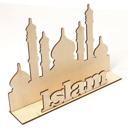 Muslim Eid Al-Fitr Wooden Decoration Craft - Islamic Gift Ornament