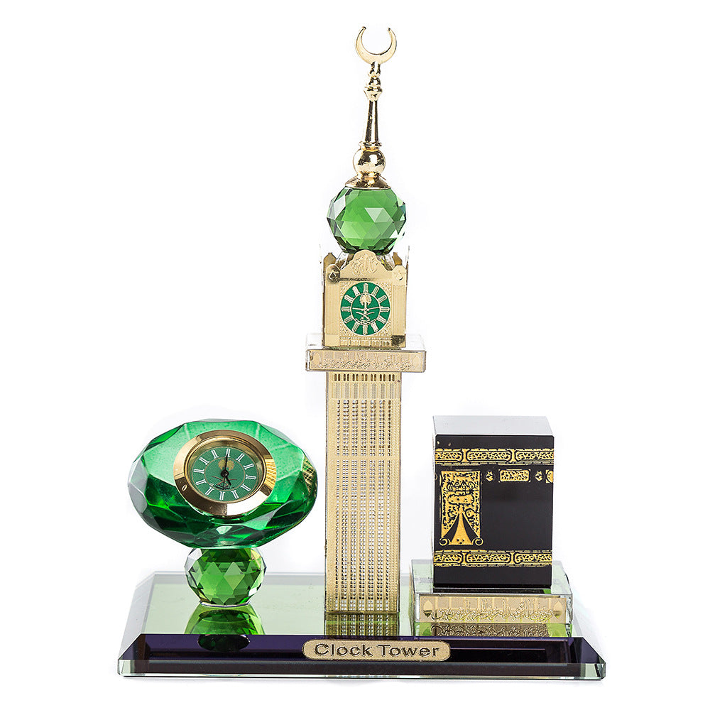Shiying Four-Sided Kaaba Clock 3-Piece Set – Islamic Desktop Ornament & Muslim Gift