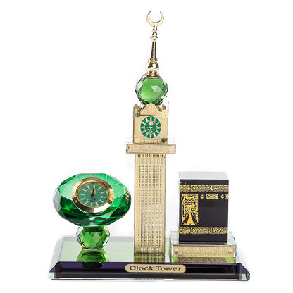 Shiying Four-Sided Kaaba Clock 3-Piece Set – Islamic Desktop Ornament & Muslim Gift