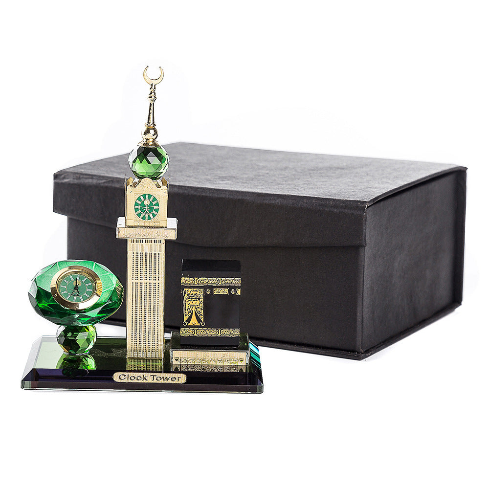 Shiying Four-Sided Kaaba Clock 3-Piece Set – Islamic Desktop Ornament & Muslim Gift