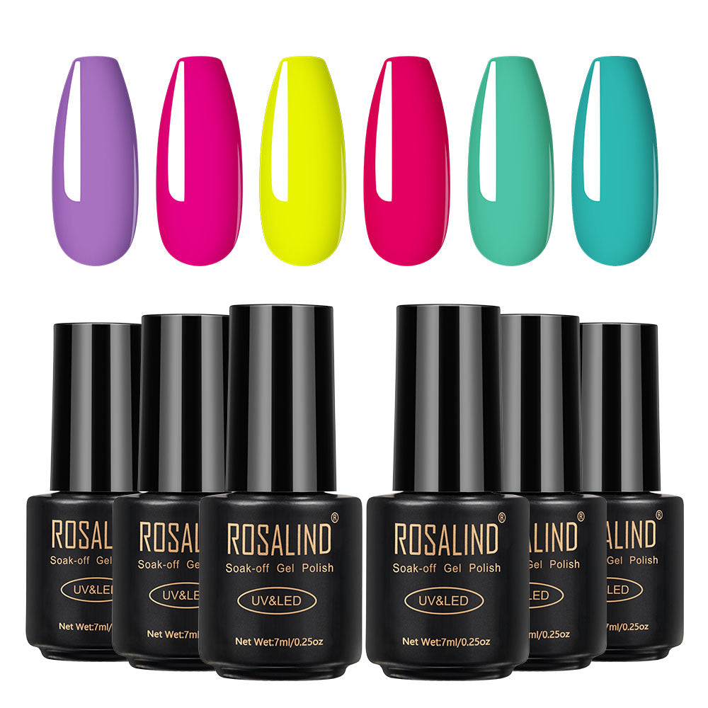 Fine Nail Polish Set - 6 Bottles of Vibrant Colors