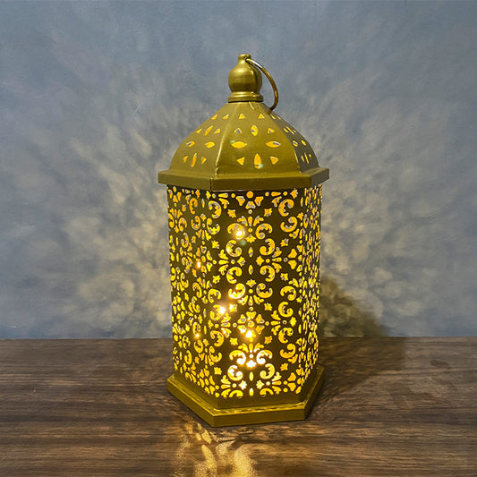 Eid Mubarak Metal Lantern – LED Ramadan Decoration for Muslim Parties & Gifts