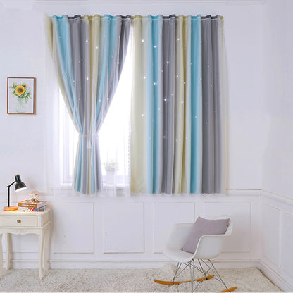 Easy Installation Thermal Insulation Curtains for Bedroom - Rainbow Star Design