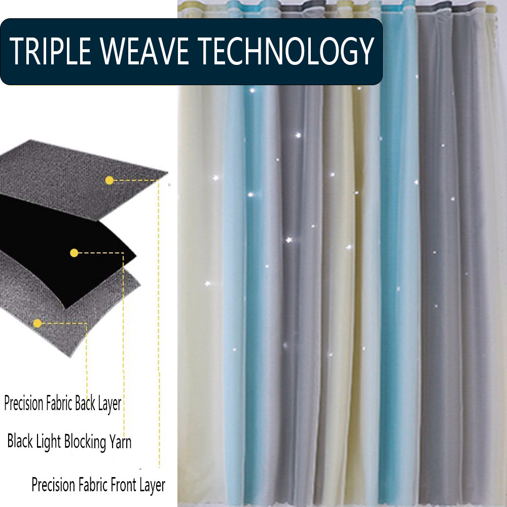 Easy Installation Thermal Insulation Curtains for Bedroom - Rainbow Star Design