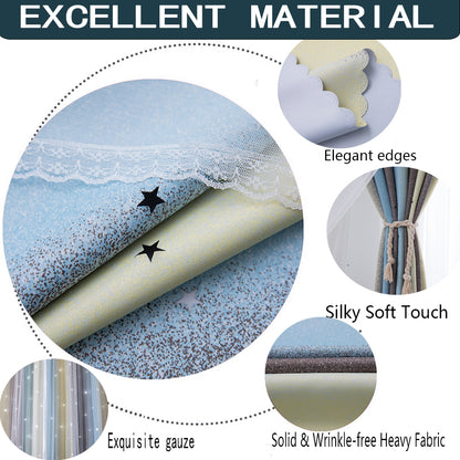 Easy Installation Thermal Insulation Curtains for Bedroom - Rainbow Star Design
