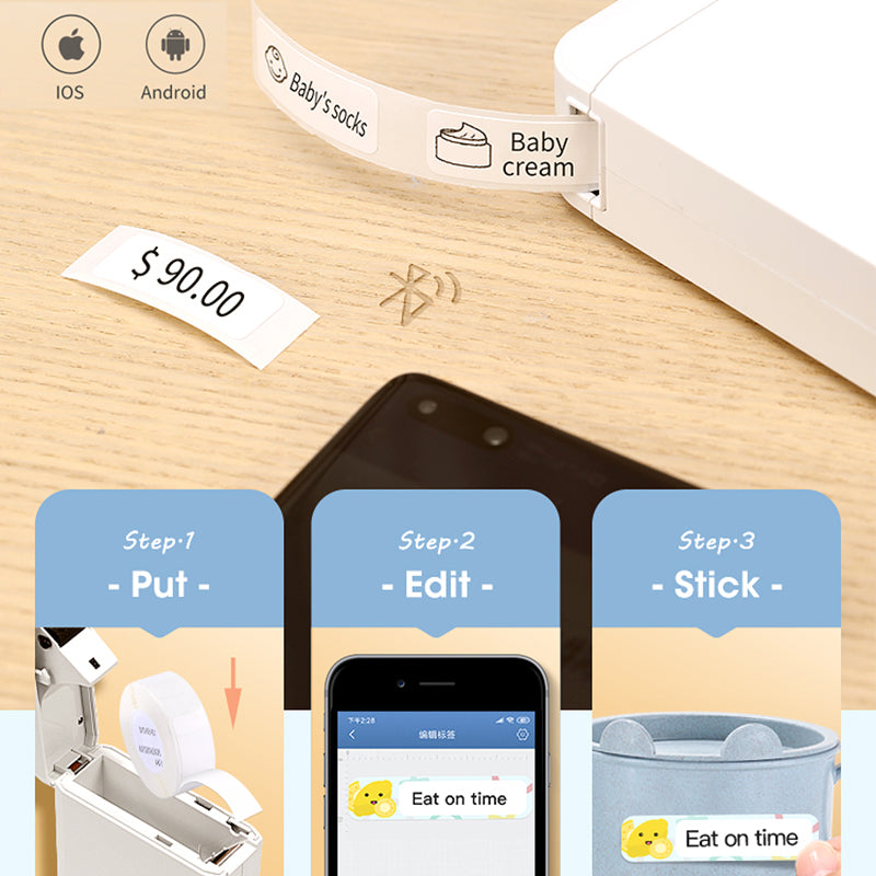 Portable Bluetooth Label Printer - Home Thermosensitive Sticker Printer