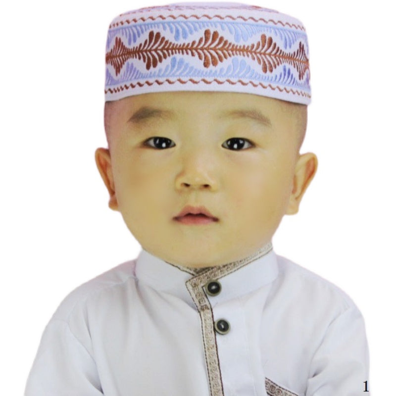 Muslim Embroidered Baotou Hat for Boys - Hui Nationality Cotton Blended Fabric