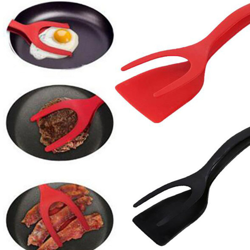 2-in-1 Grip & Flip Tongs – Egg Spatula & Food Turner for Pancakes, French Toast, Omelets