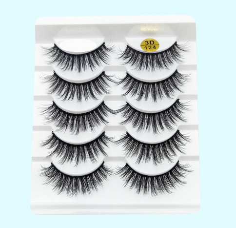 3D Mink-Effect False Eyelashes – 5 Pairs Soft Cotton Stem, Handmade