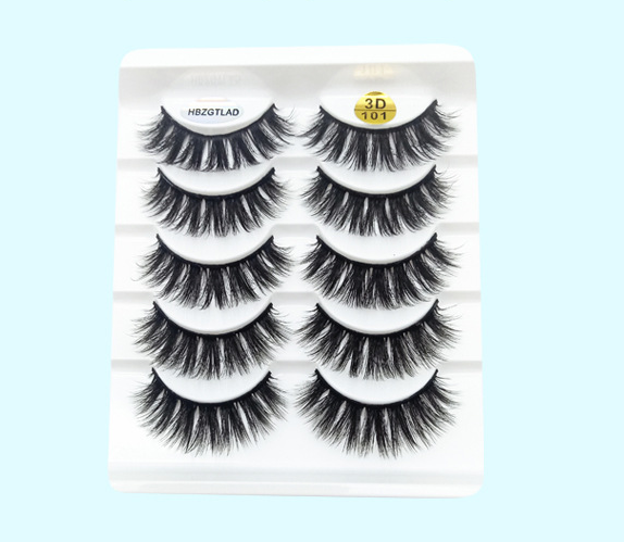 3D Mink-Effect False Eyelashes – 5 Pairs Soft Cotton Stem, Handmade