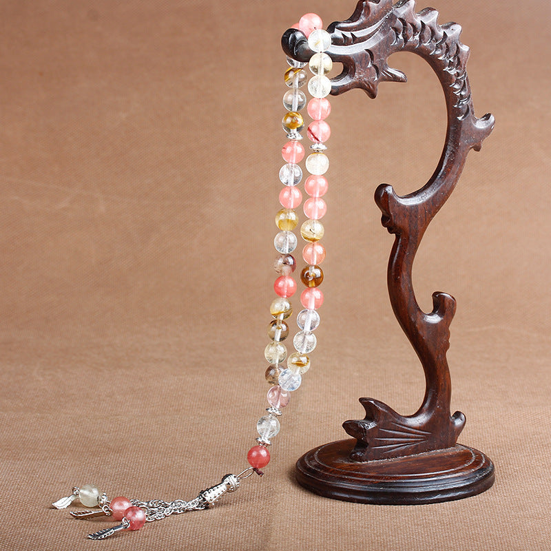 33 Natural Stone Agate Crystal Muslim Rosary Bracelet