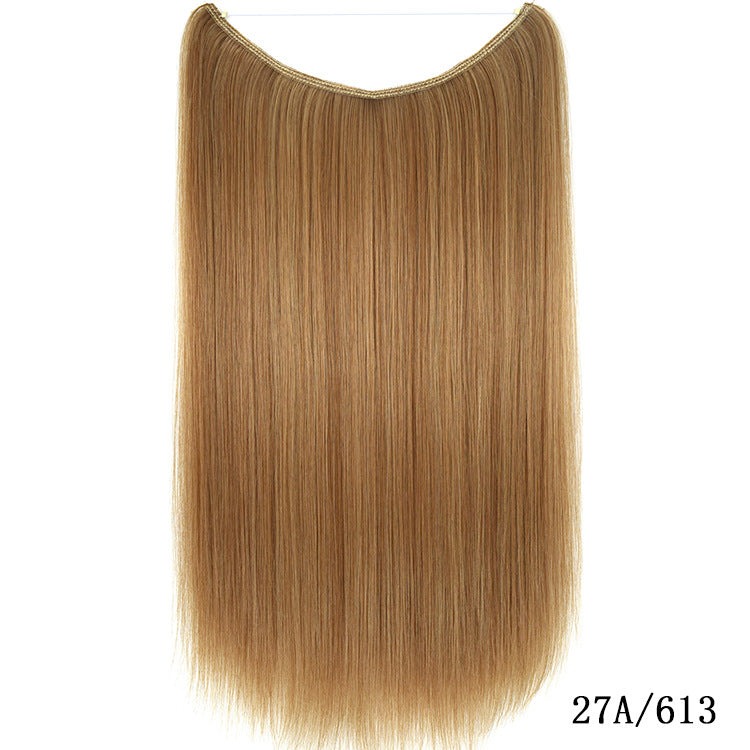 22-Inch Invisible Wire Hair Extensions - No Clips, Silky Straight Synthetic