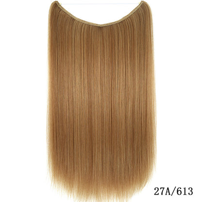 22-Inch Invisible Wire Hair Extensions - No Clips, Silky Straight Synthetic