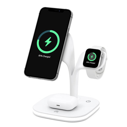 3-in-1 Wireless Charging Stand for Phone, Watch, and Headphones – Fast Desktop Charger