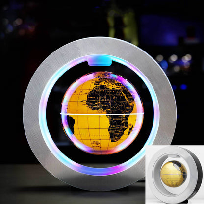 Magnetic Levitating Globe with LED Light – 360° Rotating O-Shaped Display