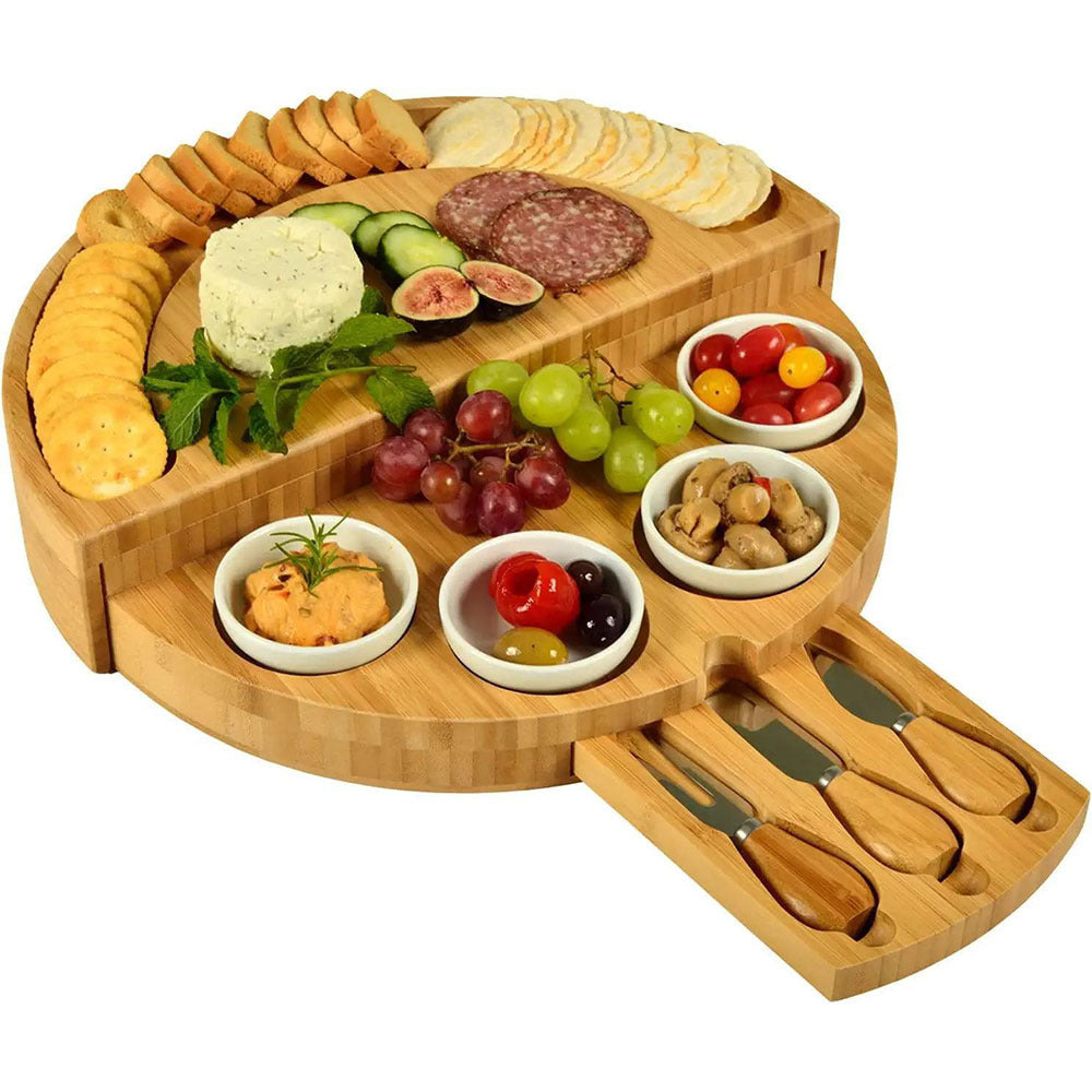 Bamboo Foldable Cheese Board - Portable, Non-Slip, Anti-Mold