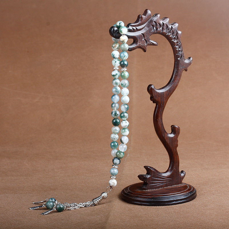 33 Natural Stone Agate Crystal Muslim Rosary Bracelet