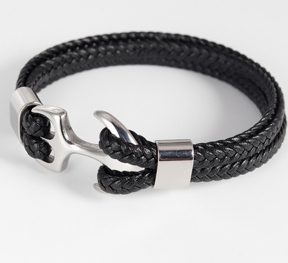 Men's Stainless Steel Anchor Bracelet – Vintage Woven Leather Multilayer Couple Bracelet