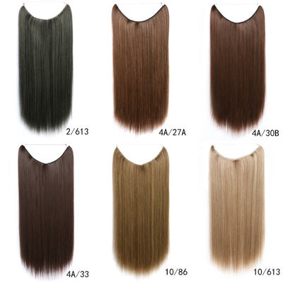 22-Inch Invisible Wire Hair Extensions - No Clips, Silky Straight Synthetic
