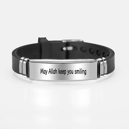 Islam Muslim Allah Stainless Steel Silicone Bracelet – Adjustable Bangle for Men & Women