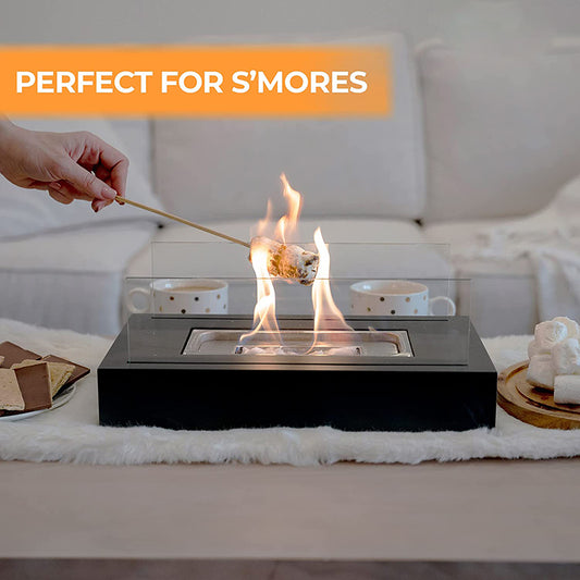 Indoor Mini Alcohol Fireplace - Modern Glass Table Fire Pit for Home & Camping